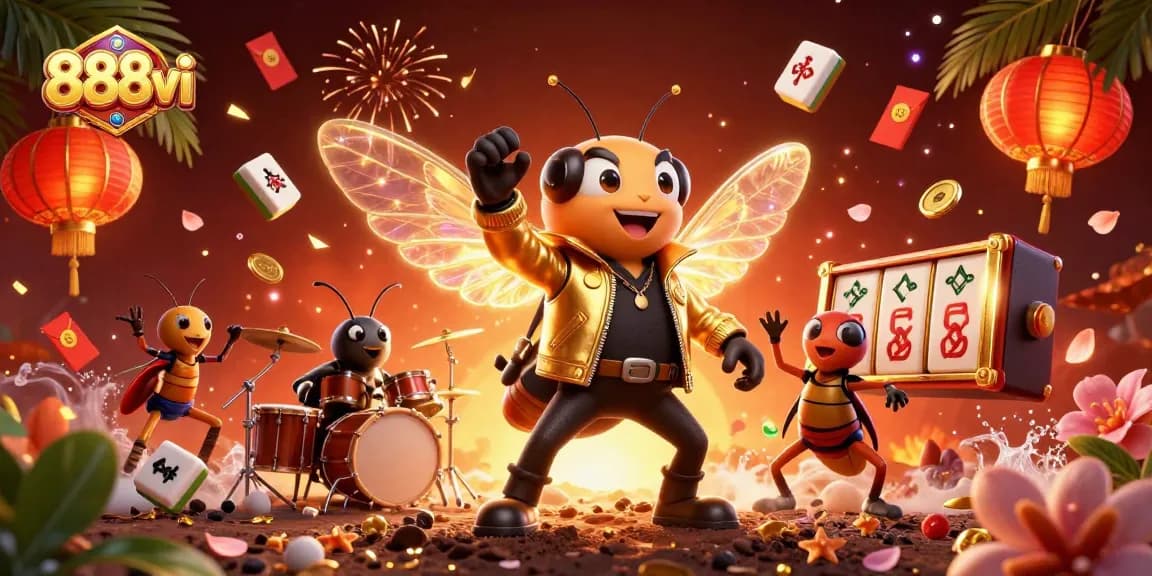 Experience the thrill of 888vi gaming with vibrant characters and dynamic casino elements.