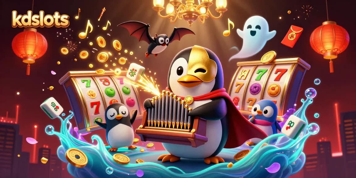 Experience the excitement of kdslots with a whimsical casino-themed illustration filled with vibrant game elements.