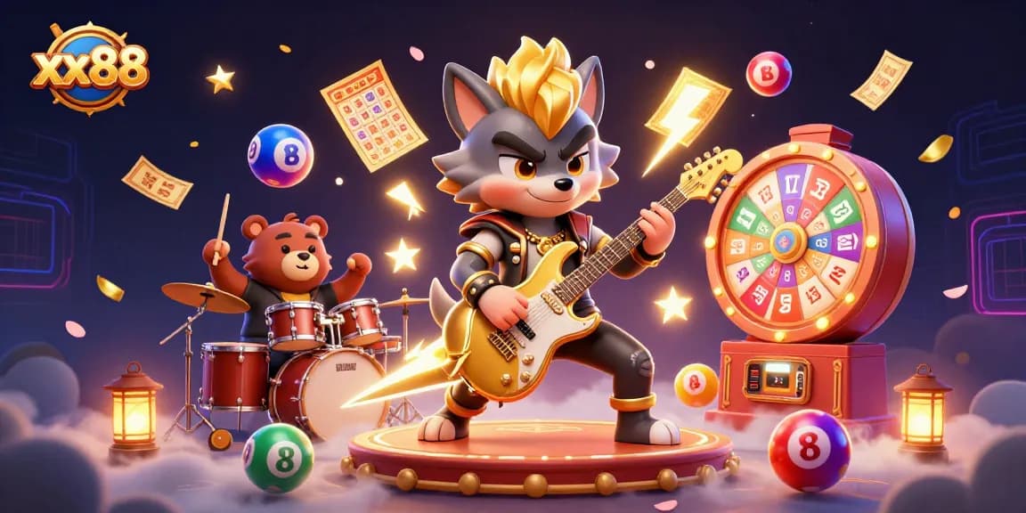 Experience the vibrant world of xx88 with energetic characters unleashing casino excitement.
