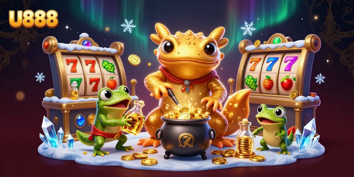 Experience thrilling gameplay with U888’s captivating slots and jackpot elements in a vibrant casino scene.