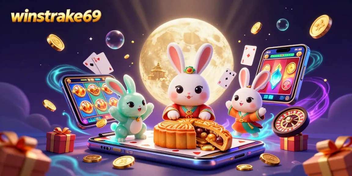 Celebrate big wins with winstrike69 as the moon rabbit reveals poker chips and golden treasures in an enchanting casino-themed universe.