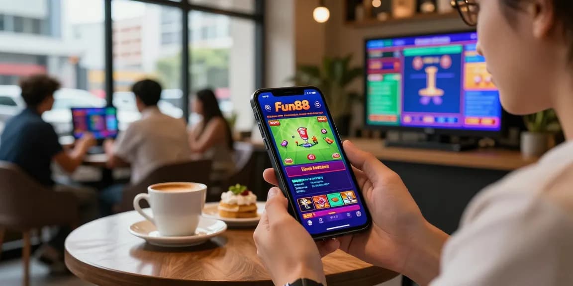Engaging Fun88Thailand experience in a lively cafe setting.