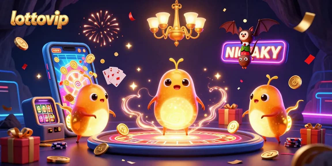 bermain di lottovip dengan ilustrasi 3D tim kunang-kunang di kasino gua menerangi permainan lotere yang berkilau