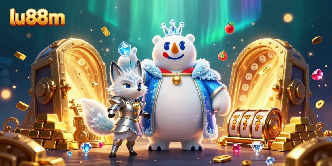 Experience thrilling wins at lu88m with a vibrant 3D casino adventure featuring a polar bear and snow fox.