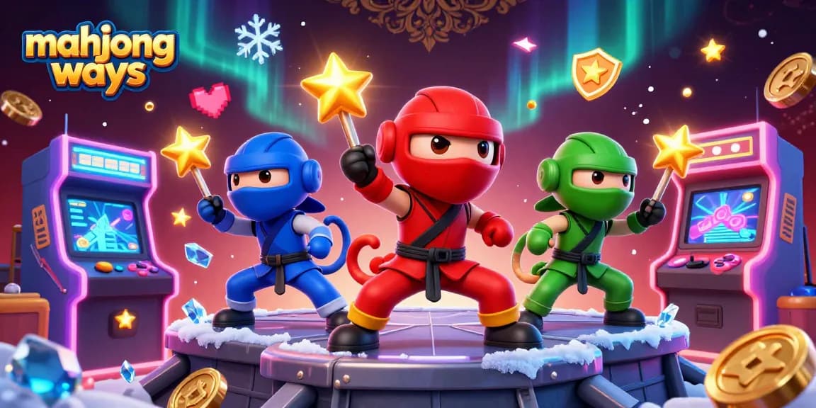 Experience mahjong ways excitement with vivid visuals of ninja chameleons in action surrounding colorful games.