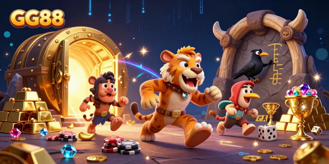 Engage with the thrilling GG88 casino experience featuring vibrant characters in a dynamic gambling scene.