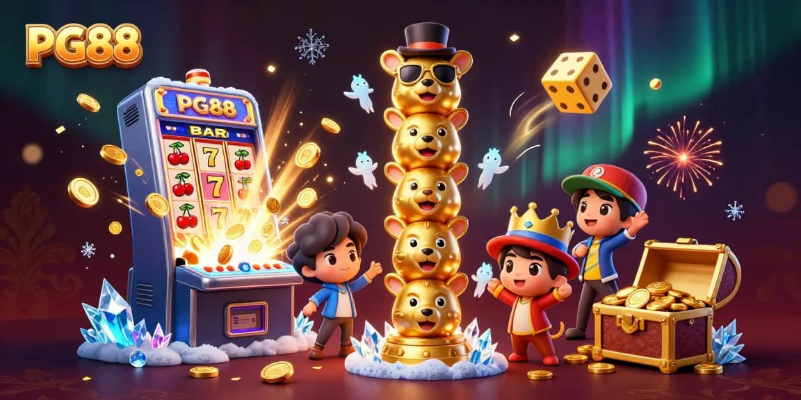 Experience exciting games with PG88 in a vibrant casino scene filled with jackpot wins and dynamic action.