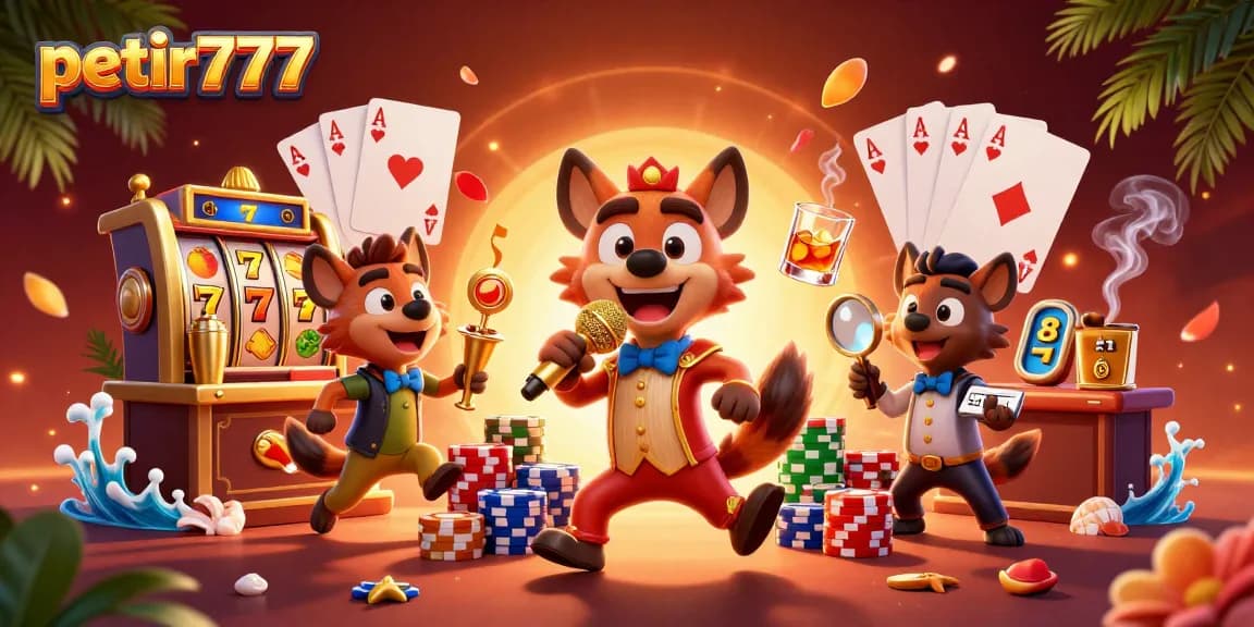 Experience exciting gameplay at petir777 with vibrant slot elements and animated hyena characters.