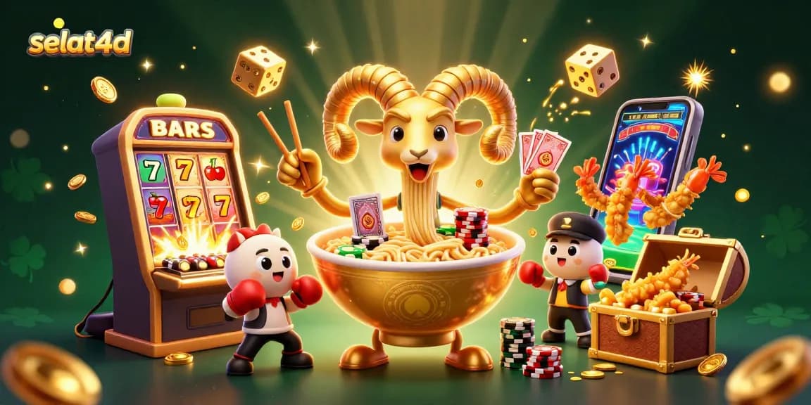 Join the excitement of selat4d as the animated ramen bowl and friends deal cards and stack chips!