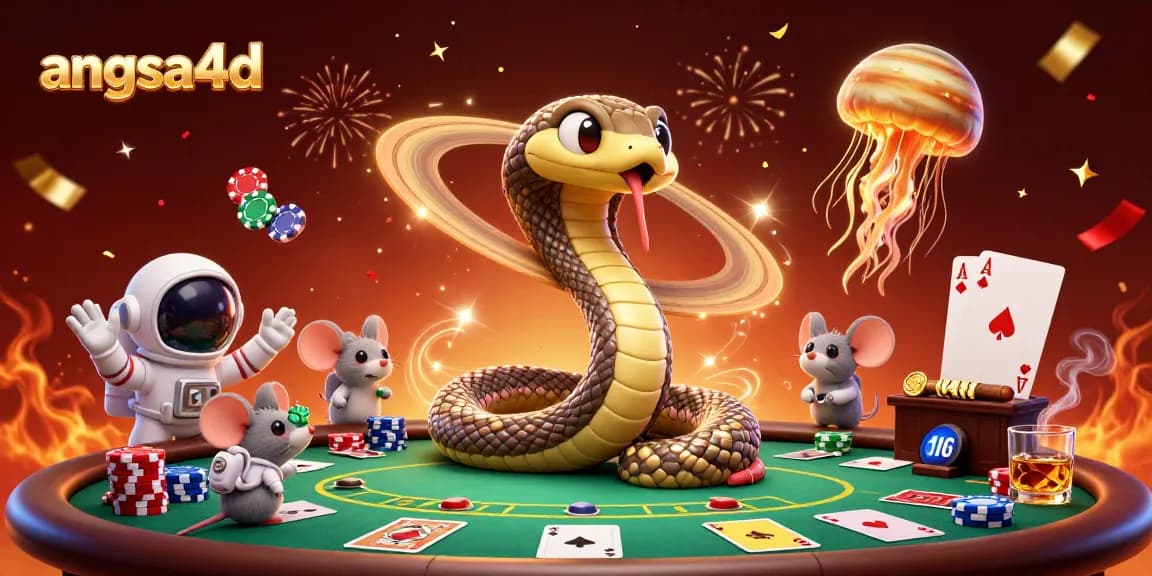 Angsa4d engages players with cosmic gambling vibes, featuring a Saturn ring snake and astronaut mice betting creatively.
