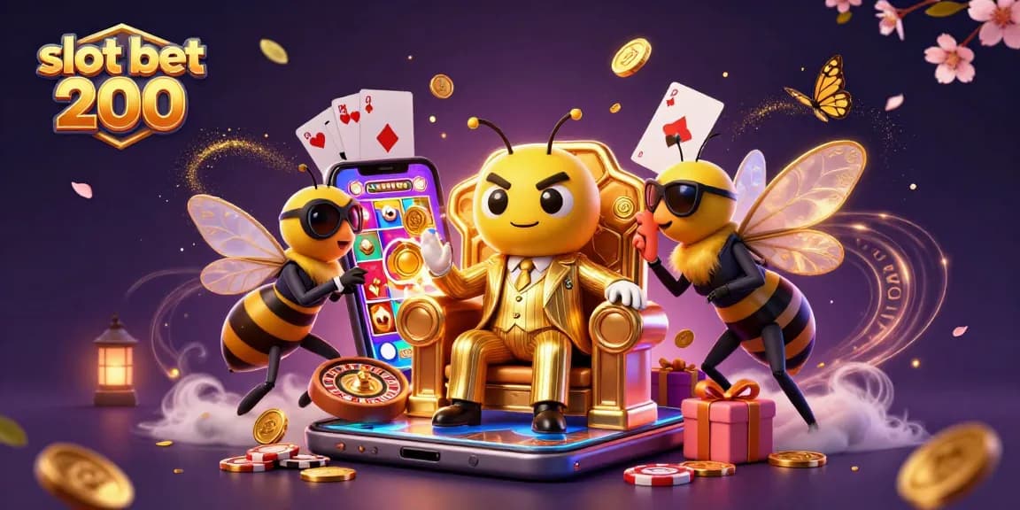 Experience thrilling slot bet 200 action with animated casino characters amidst vibrant game elements.