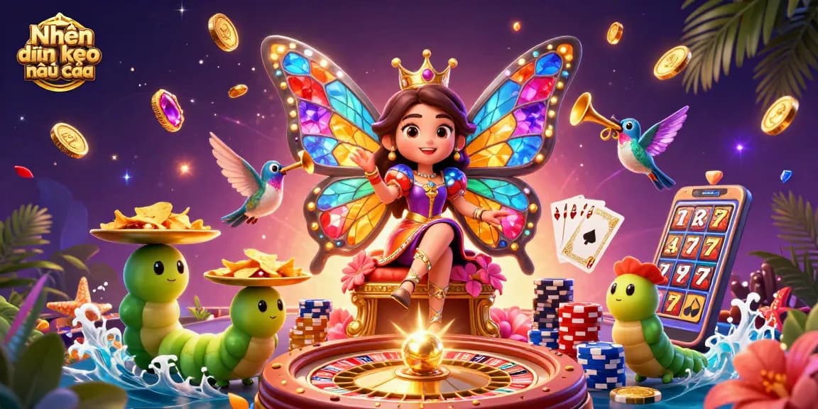 Engaging 3D art showcasing Nhận định kèo nhà cái with vibrant casino elements and dynamic characters.