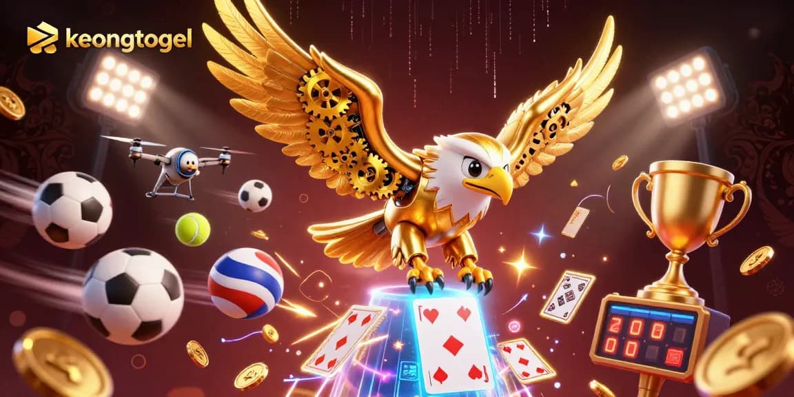 Win big with keongtogel slots in this vibrant 3D casino illustration filled with action.