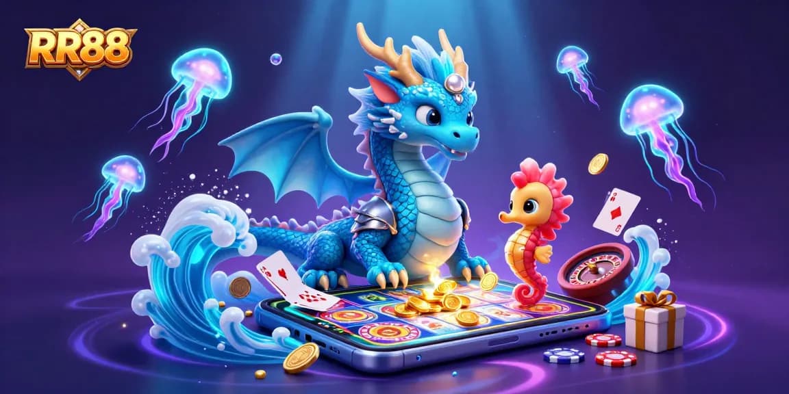 Interact with RR88's thrilling slot gaming under an enchanting ocean backdrop.