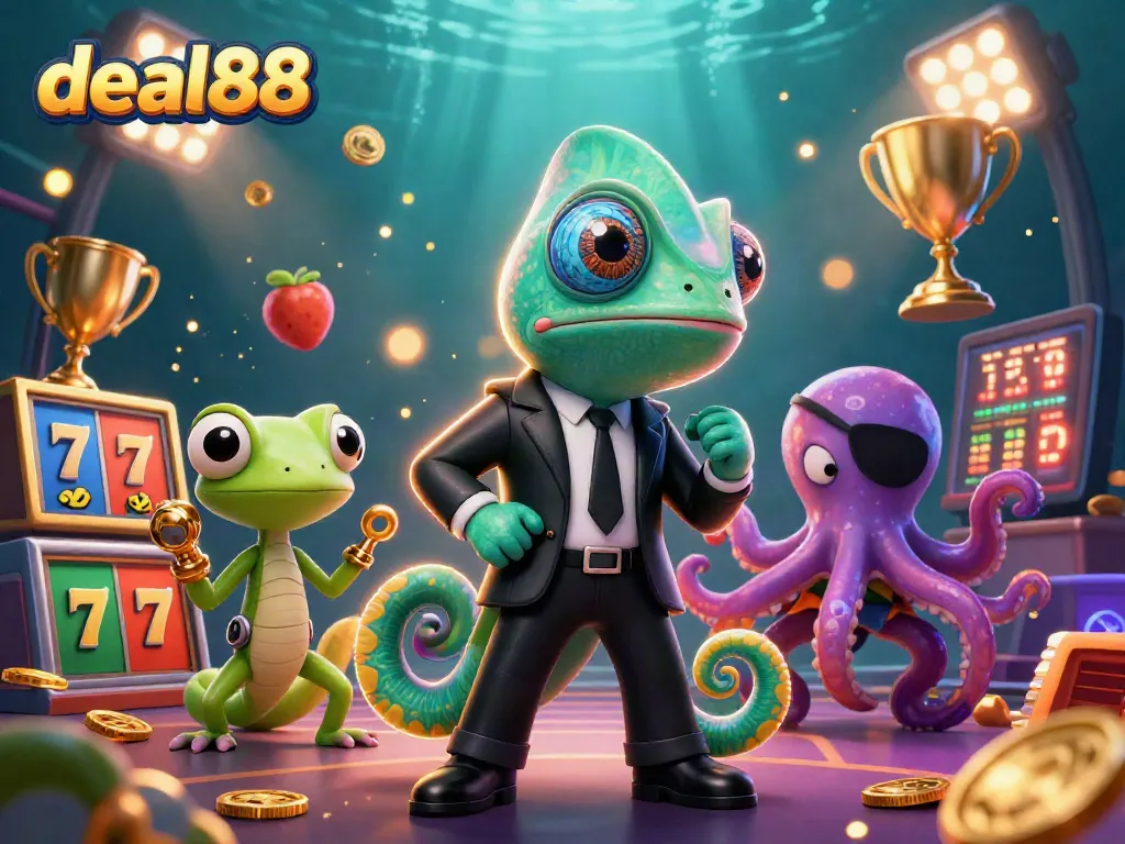 Experience thrilling gameplay with deal88 in this vibrant casino-themed illustration.