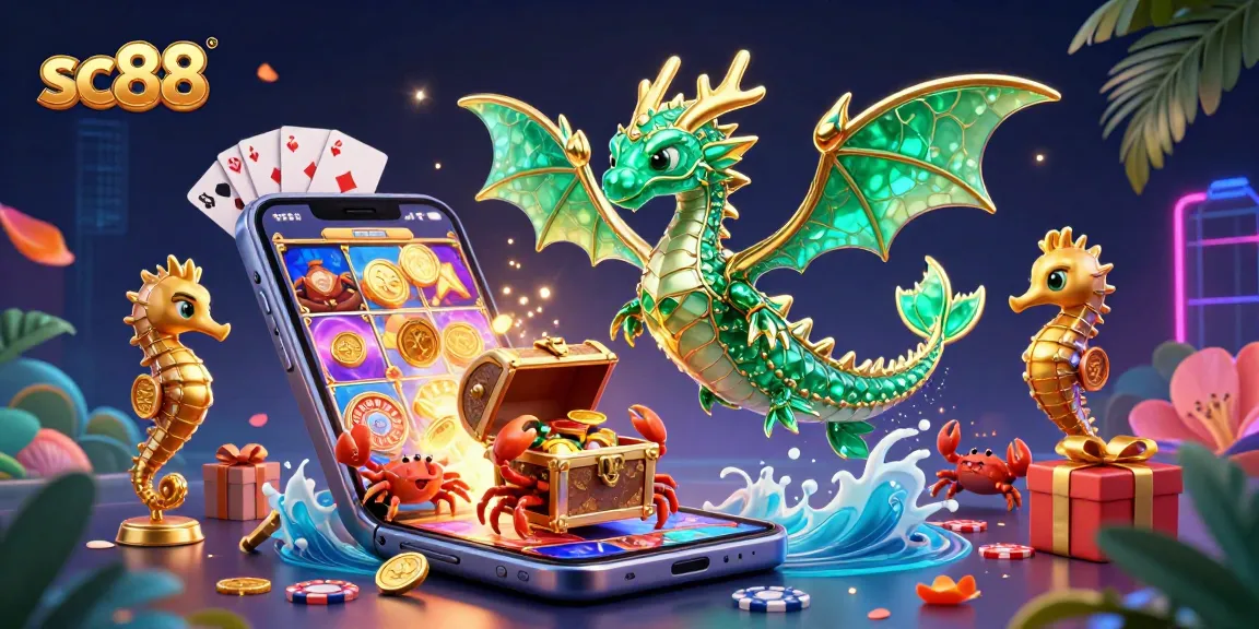 Spin to win at sc88 with a vibrant underwater scene featuring a sea dragon and interactive slot game elements.