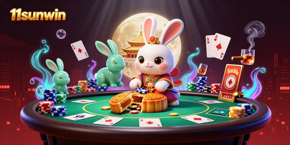 Play poker and win at 11sunwin with a vibrant illustration of themed casino action.