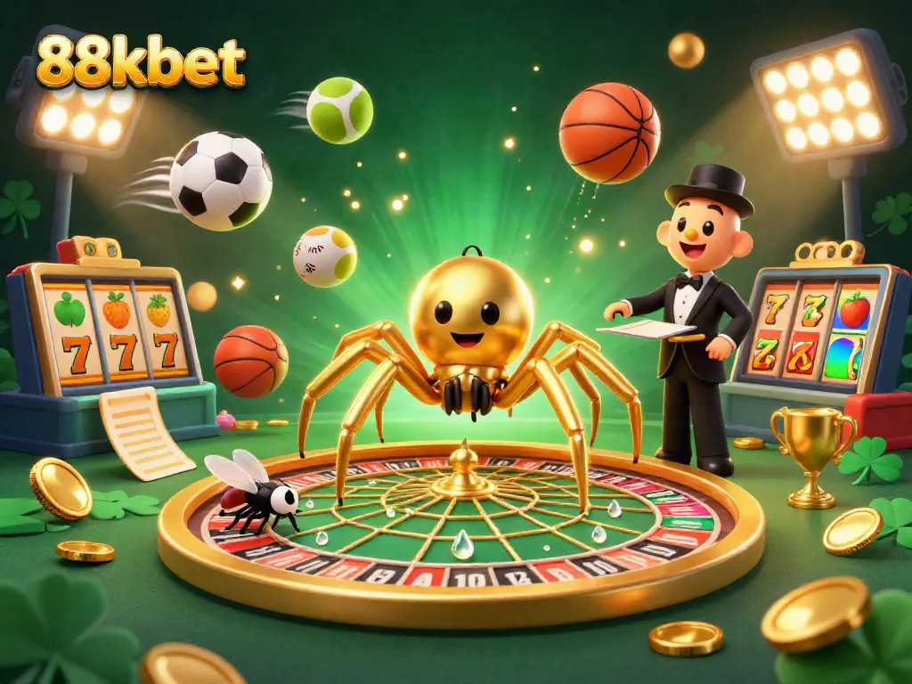 Experience thrilling gameplay at 88kbet with a vibrant illustration showcasing a casino scene.