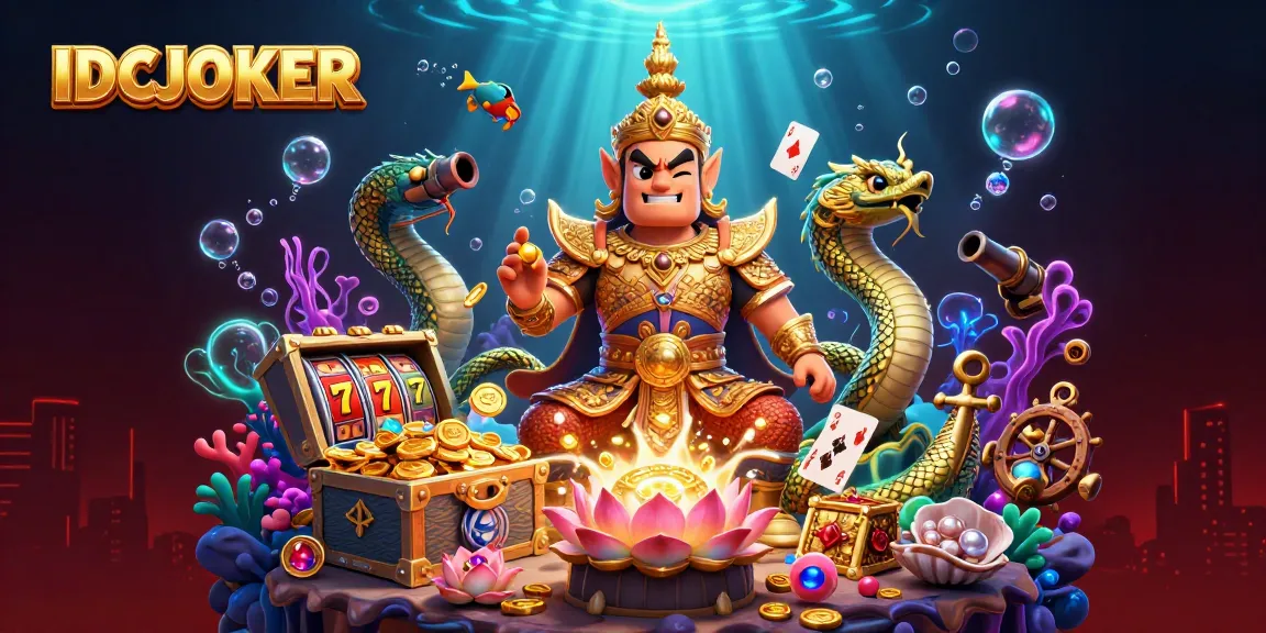 Engage in thrilling gameplay with IDCJOKER as the lucky 7s and gold coins explode from underwater treasure chests.