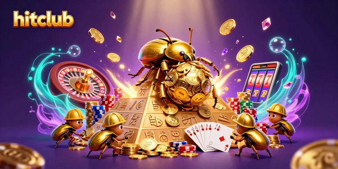 Spin and win at hitclub with a dazzling scene of golden coins cascading and vibrant casino elements.