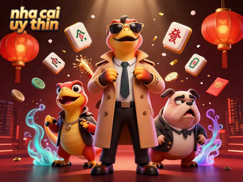 Experience the excitement of nha cai uy tin with raptors in a trench coat entering a VIP casino lounge.