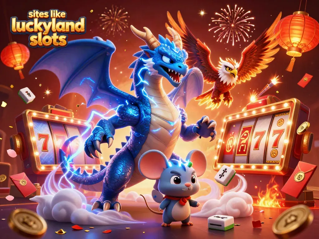 Spin the reels in this festive 3D scene, featuring vibrant characters celebrating sites like luckyland slots!