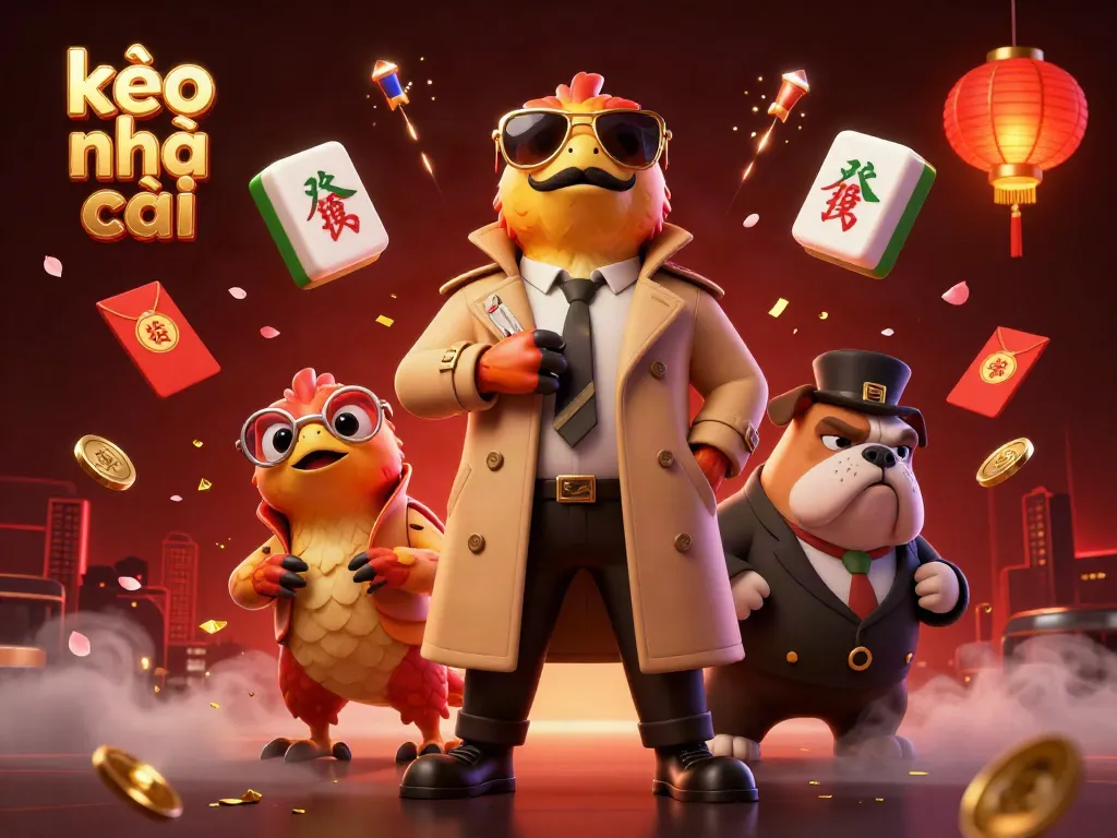 Experience the thrill of kèo nhà cái with clever raptors in a trench coat entering a VIP casino lounge.