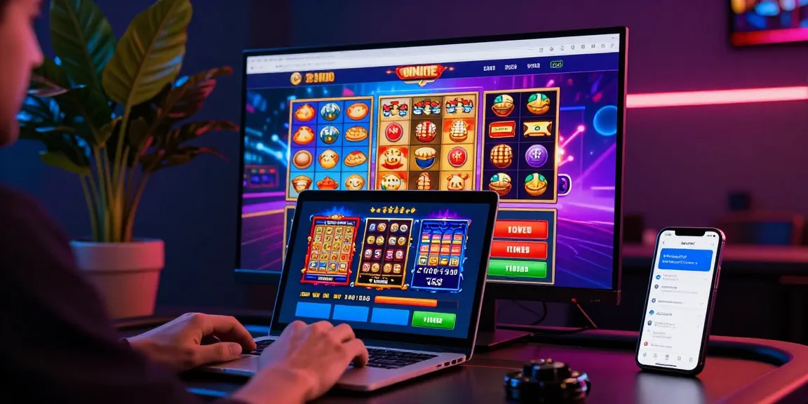 Online gaming setup with ALO8 interface and engaging casino games on screen.