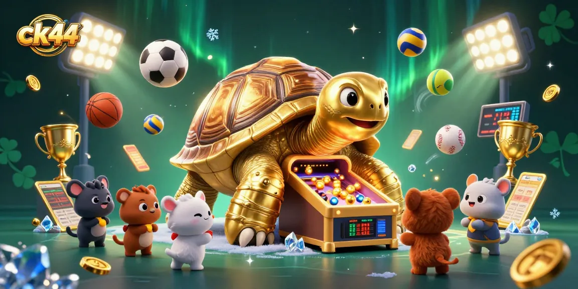 Engage in thrilling gaming action with ck44's colossal golden tortoise casino scene filled with excitement.