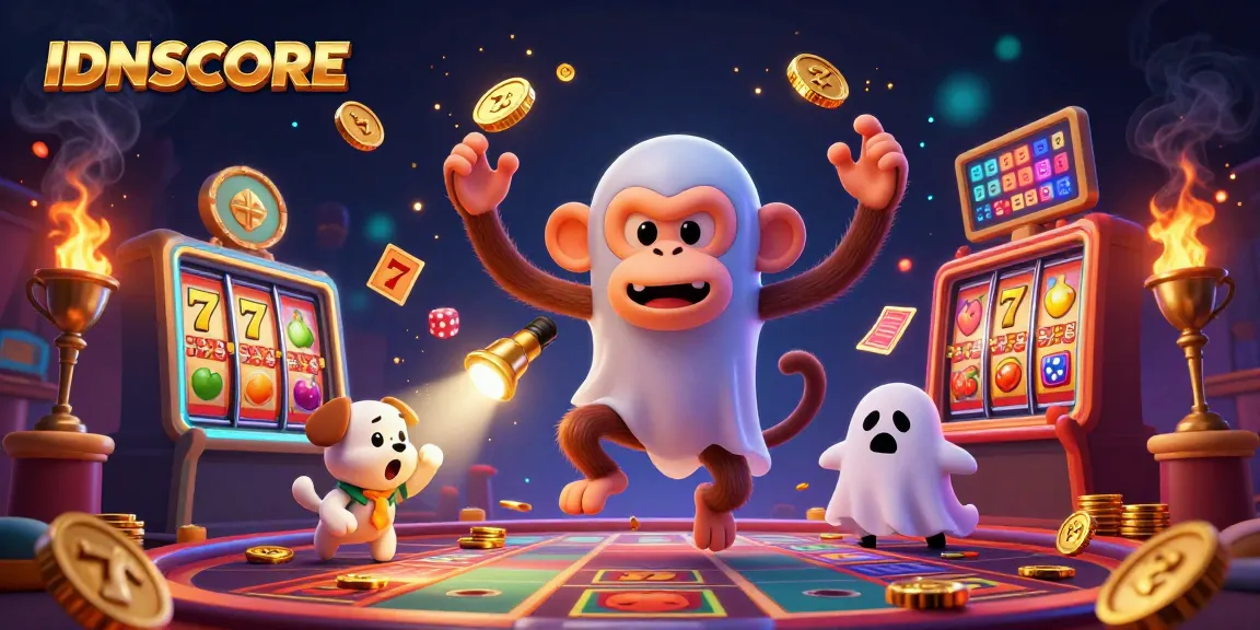 IDNSCORE reveals whimsical casino fun as a poltergeist monkey juggles golden elements.
