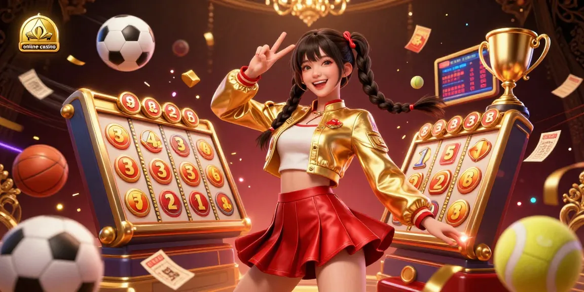 Play exciting online casino games with vibrant visuals including slots and sports elements.