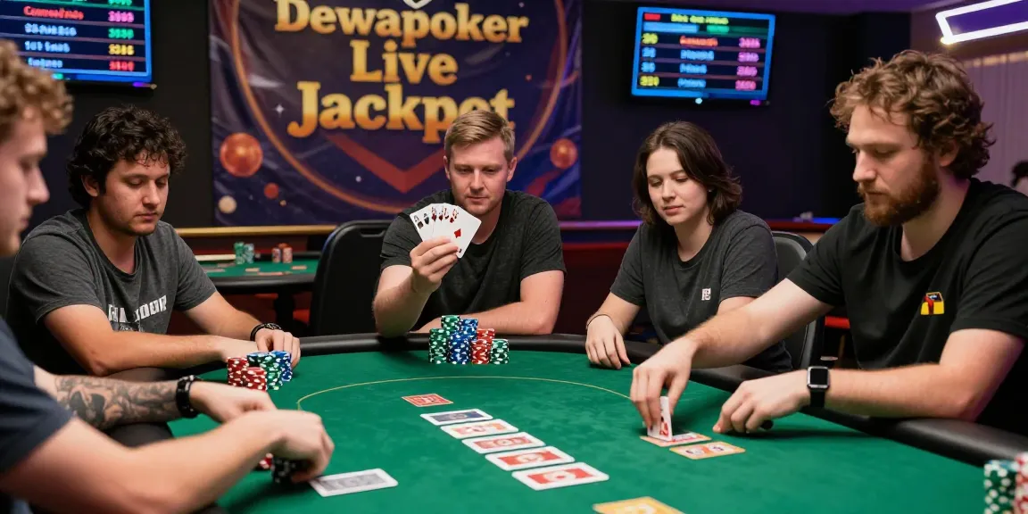 Dewapoker Live Jackpot players celebrating wins in an exciting online poker game atmosphere.