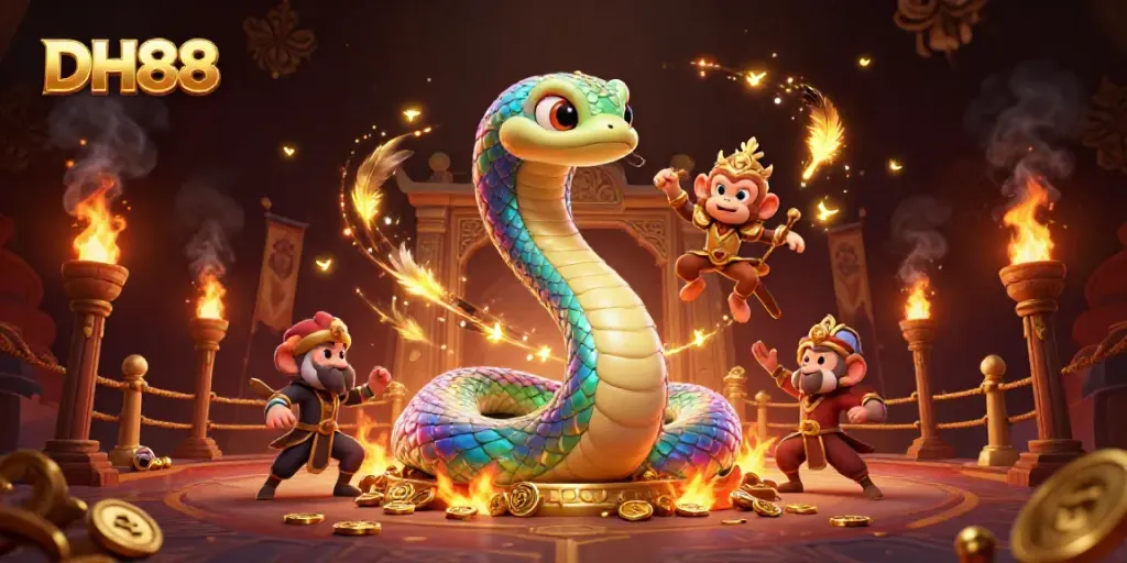 Engage with the magical DH88 experience featuring dynamic characters in an exciting casino scene.