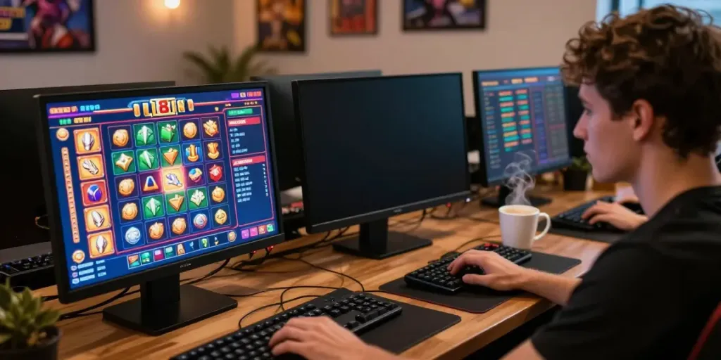 Player engaged in thrilling slot88 gaming experience with vibrant graphics.