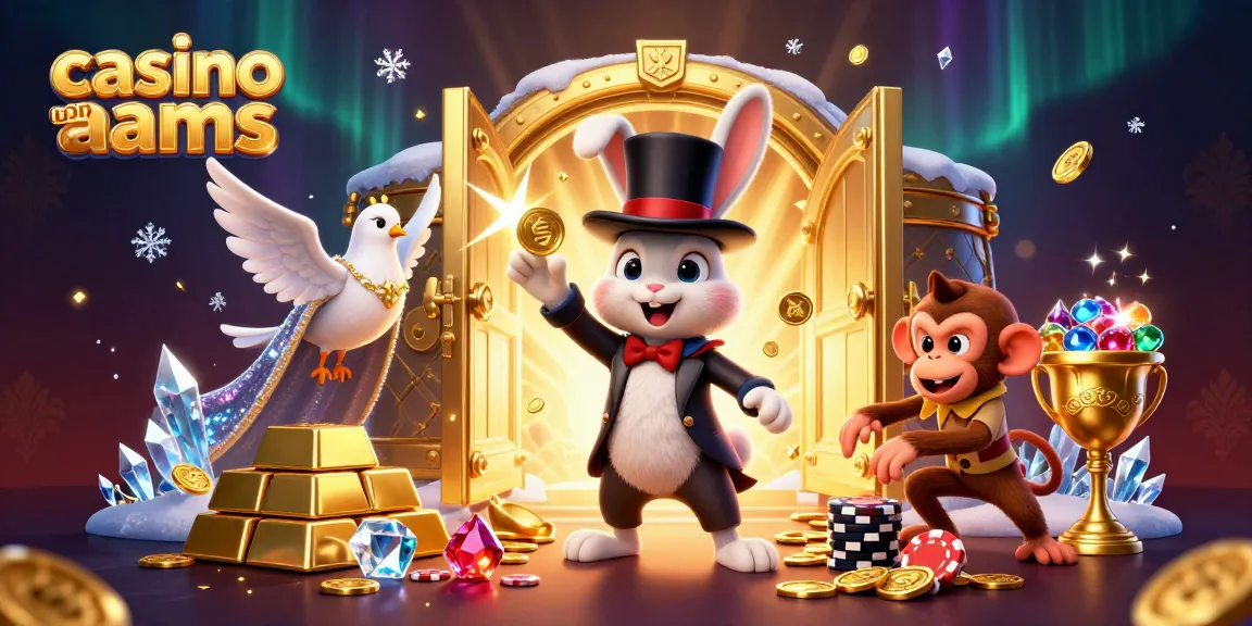 Scopri la magia dei casinò non AAMS con personaggi vivaci e ricchi elementi di gioco in questa illustrazione.