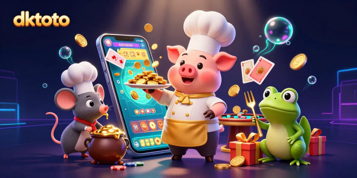 Engage in baccarat gaming excitement with dktoto, featuring vibrant characters and casino elements.