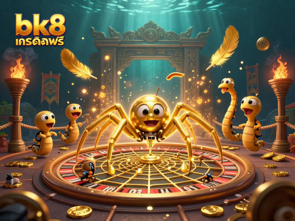 Experience the thrill of bk8 เครดิตฟรี by spinning the roulette wheel in this vibrant casino scene!