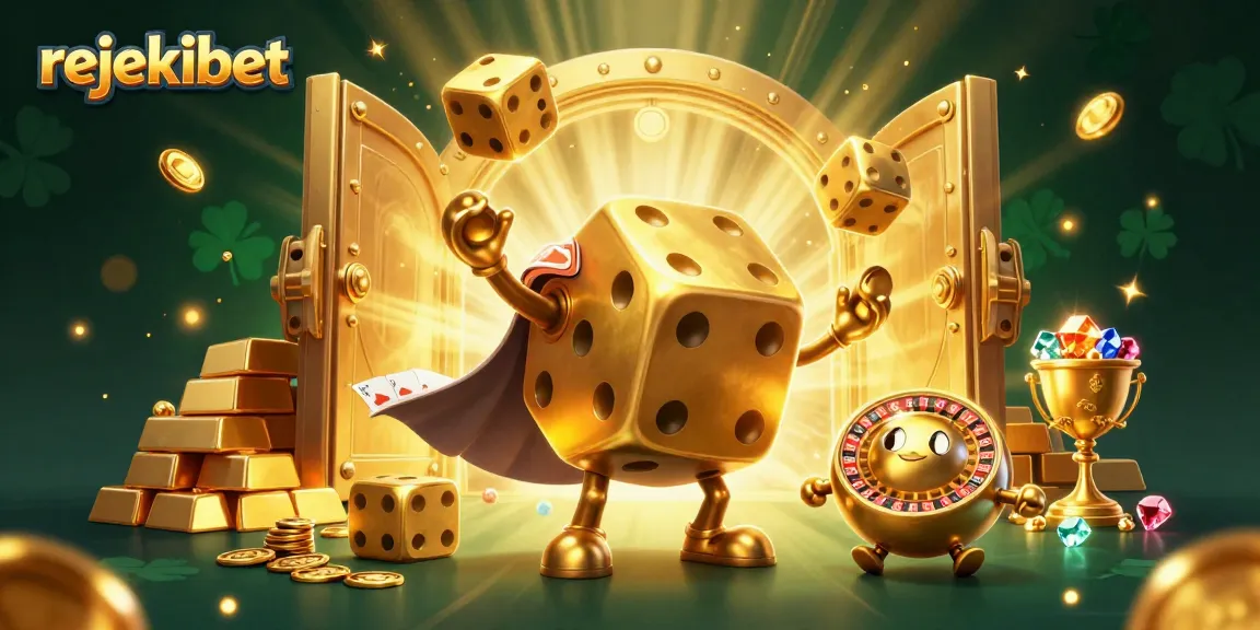 Experience winning excitement with rejekibet, a vibrant 3D casino scene filled with golden treasures.