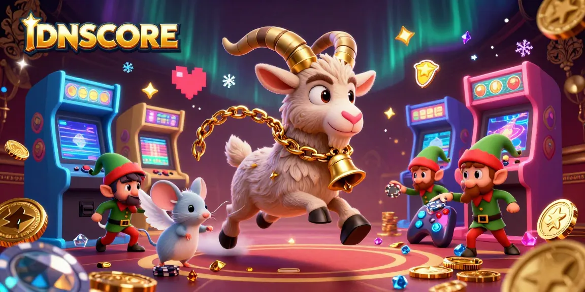 IDNSCORE engages players in a vibrant casino scene with Krampus, angel mouse, and greedy elf gremlins.