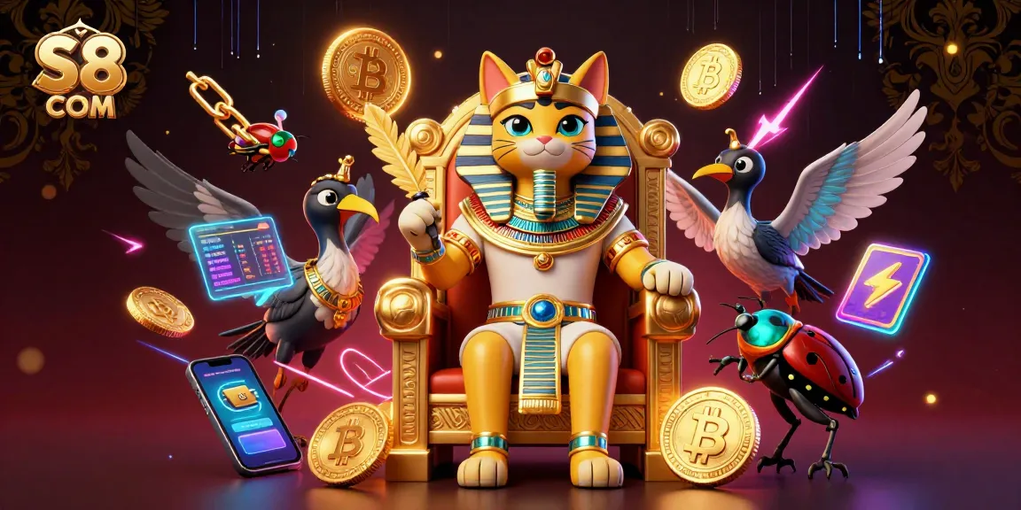 S8 COM delivers exciting slot game thrills with a unique pharaoh cat theme and vibrant crypto elements.