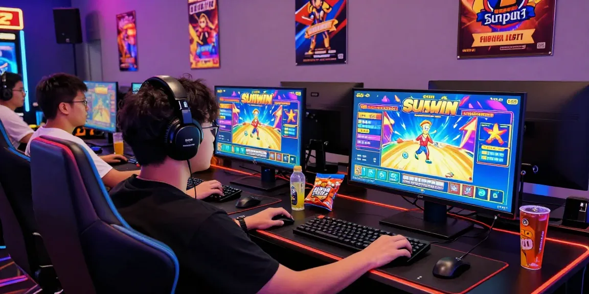 Exciting sunwin gameplay experience in a vibrant online casino setup with colorful graphics and dynamic lighting.