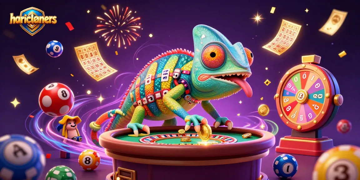 haricleaners chameleon owner grabs golden coins in vibrant casino scene enhanced with dynamic effects