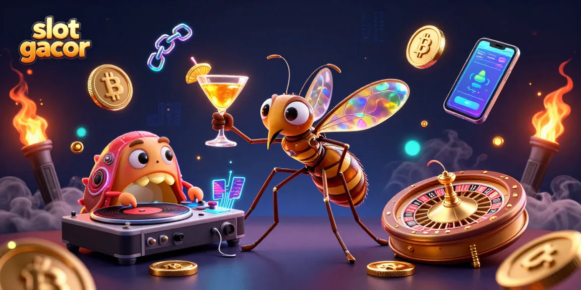 Slot gacor yang menampilkan karakter unik dan elemen judi menarik dalam ilustrasi kasino.
