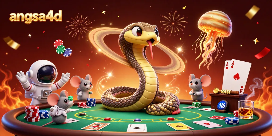 Angsa4d engages players with cosmic gambling vibes, featuring a Saturn ring snake and astronaut mice betting creatively.