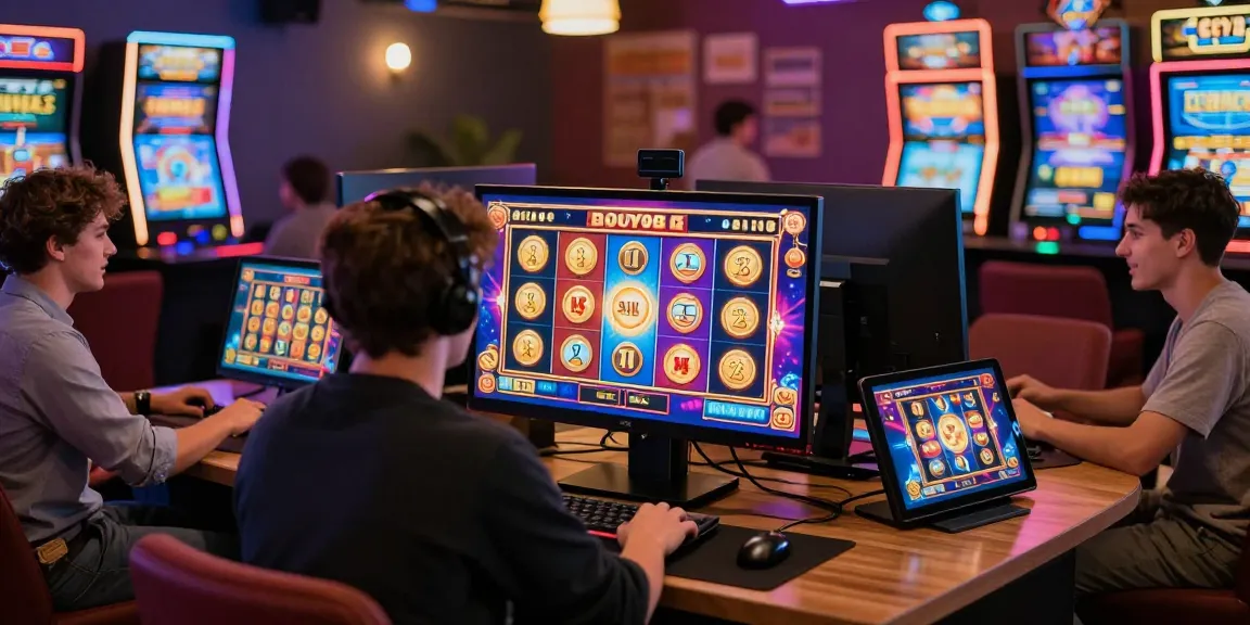 Engaged players exploring bonus buy slots in an immersive online casino atmosphere.