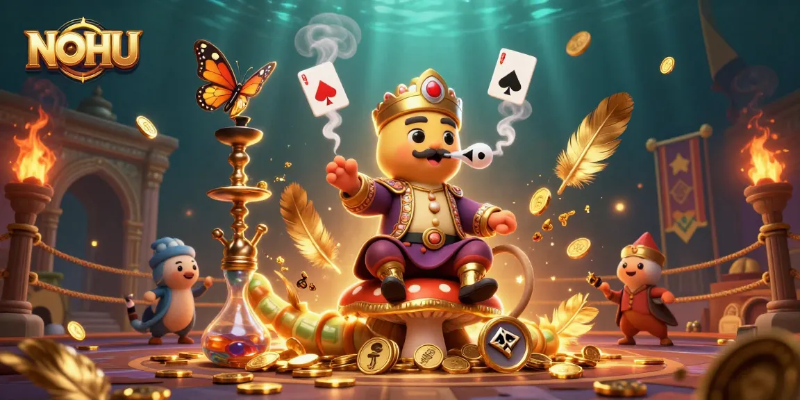Engage with NOHU's vibrant online casino ambiance, where a caterpillar master embodies the thrill of the game.