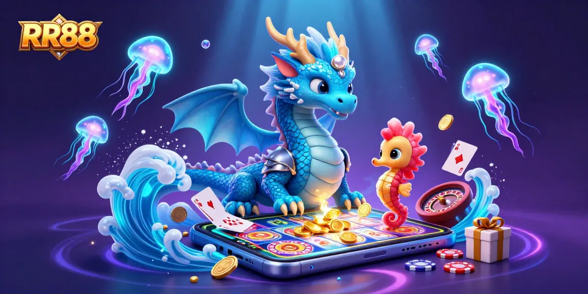 Interact with RR88's thrilling slot gaming under an enchanting ocean backdrop.
