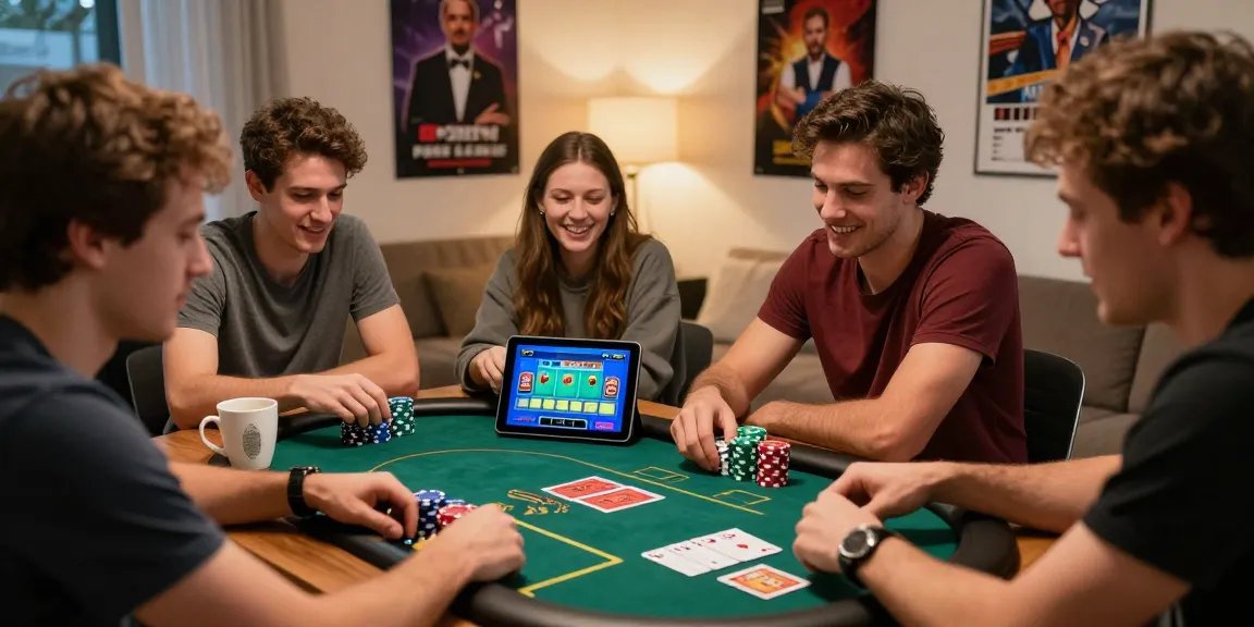Players enjoying the Poker Game APK app for real money at https://pokergameapk.com.pk/ in a cozy living room.