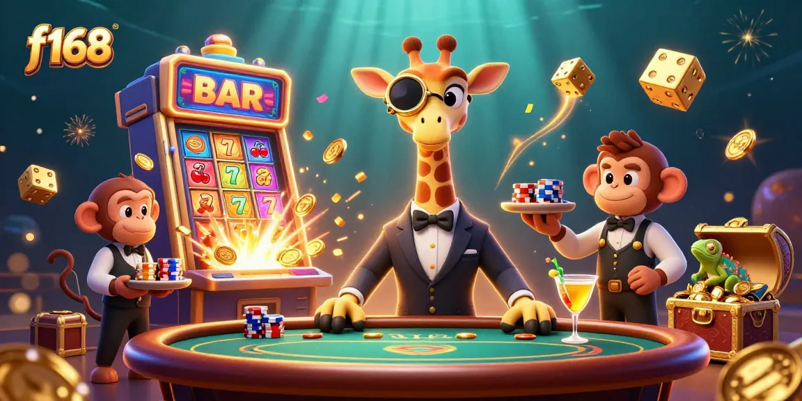 Experience the thrilling revenue prospects at f168 with vibrant casino elements and characters in a dynamic setting.